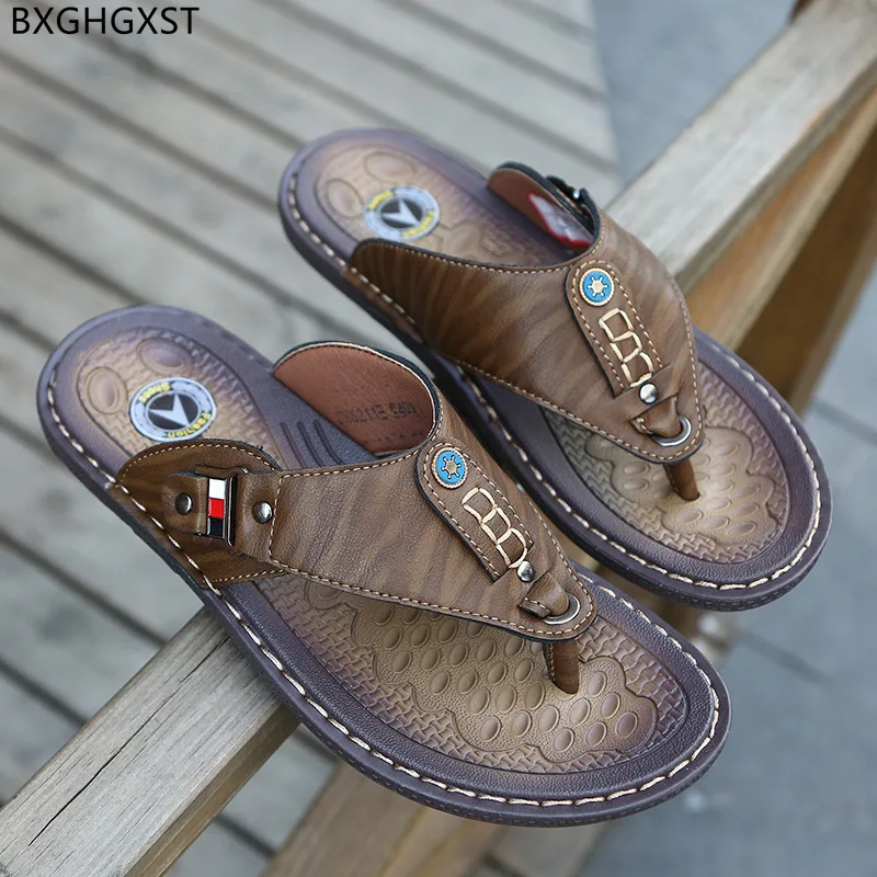 

Leather Slippers for Men Casuales Flip Flops for Men Designer Slides Beach Slippers Summer Shoes Men Designer Slippers Chaussure