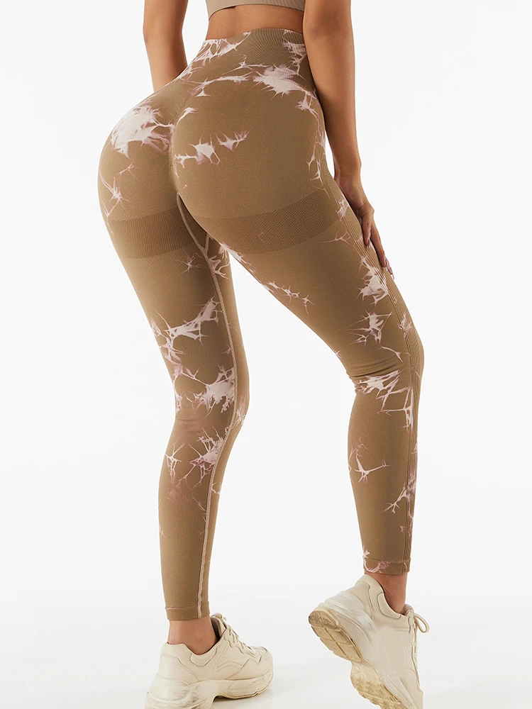 Women Yoga Leggings Seamless Fitness High Waist Fashion Tie Dye Printed Leggings Push Up Sports Workout Running Legging Femme
