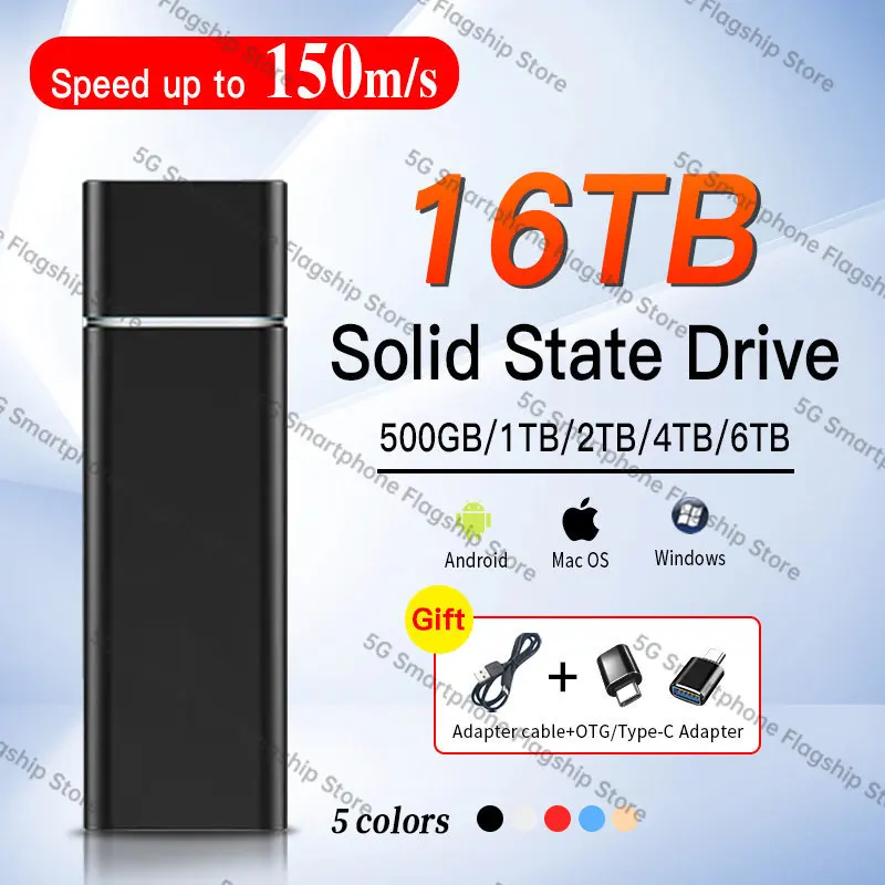 

New Portable SSD 16TB 8TB External Solid State Drive 64tb Disco duro USB3.1 Type-C Mobile Storage Device for Computer Laptop Mac