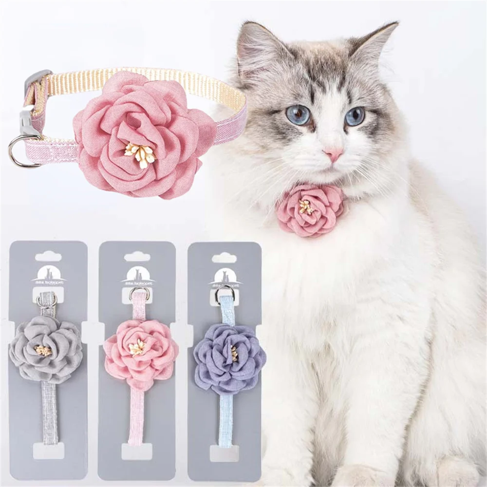 

Three Colors Available Tricolor Elastic Collar Preferred Material 15g Cat Collar Pet Supplies Collar Elastic Tie Gauze Camellia
