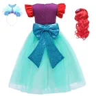 Детский костюм Русалочки Ариэль, для девочек, маскарадный костюм для дня рождения с блестками