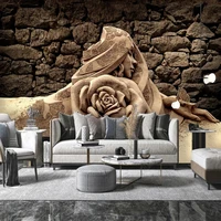 custom any size retro 3d embossed stone sand sculpture beauty rose flowers wallpaper for bedroom living room backdrop wall decor