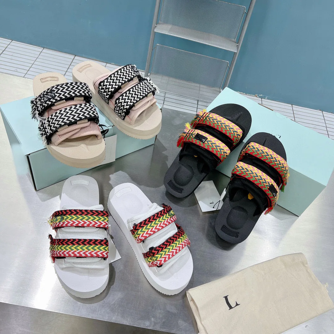 

Summer Peep Toe Platform Slippers Women Camouflage Tape Buckle Casual Flat Slippers Comfortable Seaside Vacation Beach Shoes