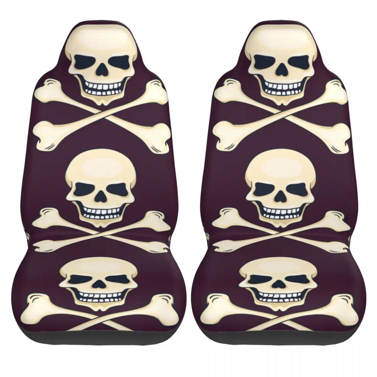 

2PCS Car Seat Covers Set Universal Fit Most Car covers Cartoon Skulls Background Car Seat Protector