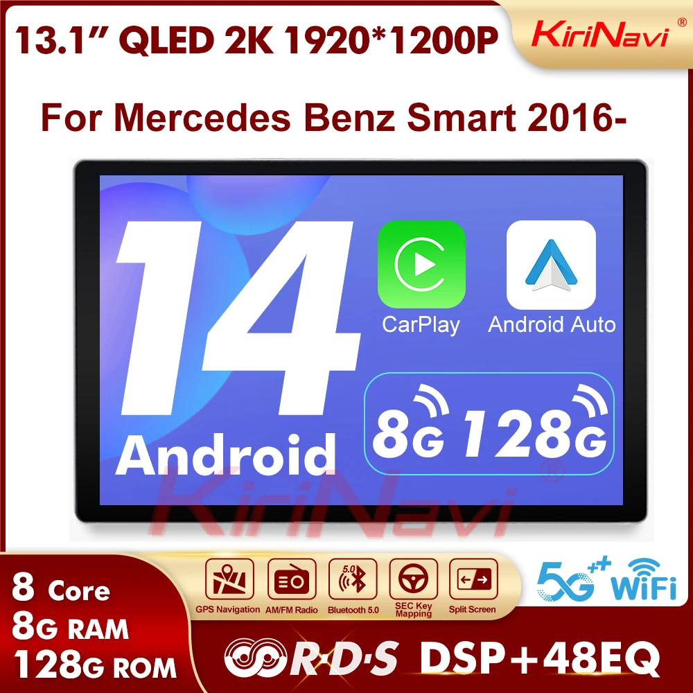 

13.1 Car Stereo Radio GPS Navigation Android 14 For Mercedes Benz Smart 2016 Video Central Multimedia DVD Automotivo Players 5G