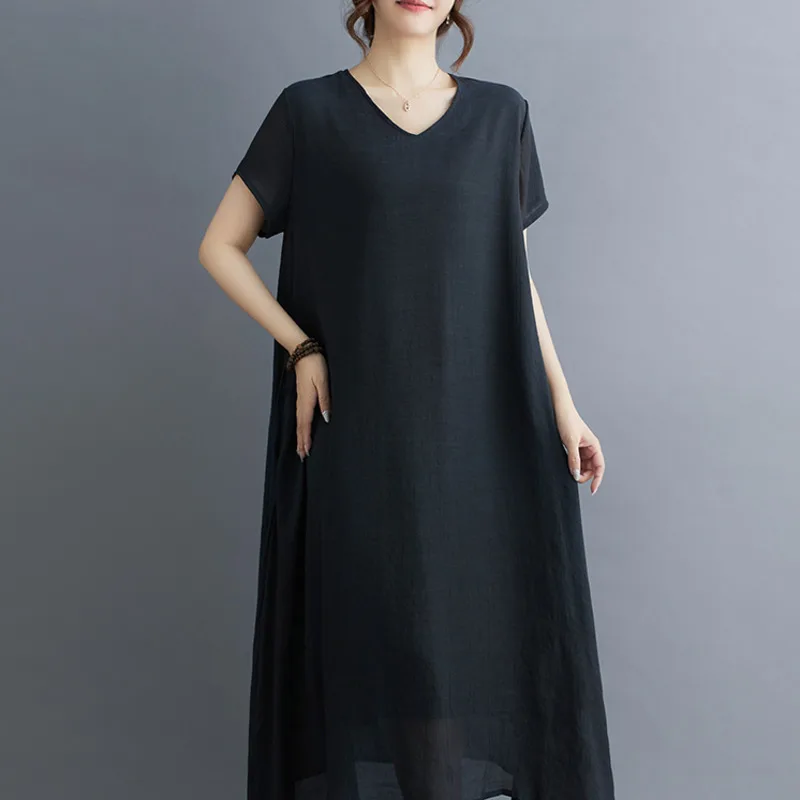 Летнее асимметричное платье-трапеция #3942 свободное тонкое однотонное пляжное