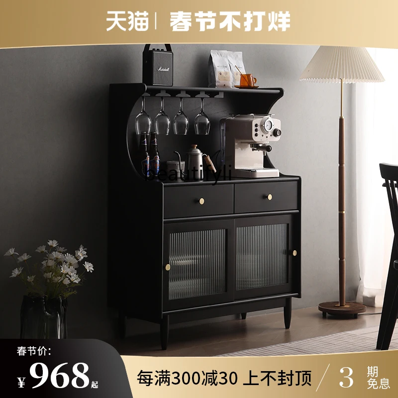 

zq Sideboard Cabinet Solid Wood Liquor Cabinet Simple Modern Restaurant Tea Cabinet Nordic Wall Cupboard