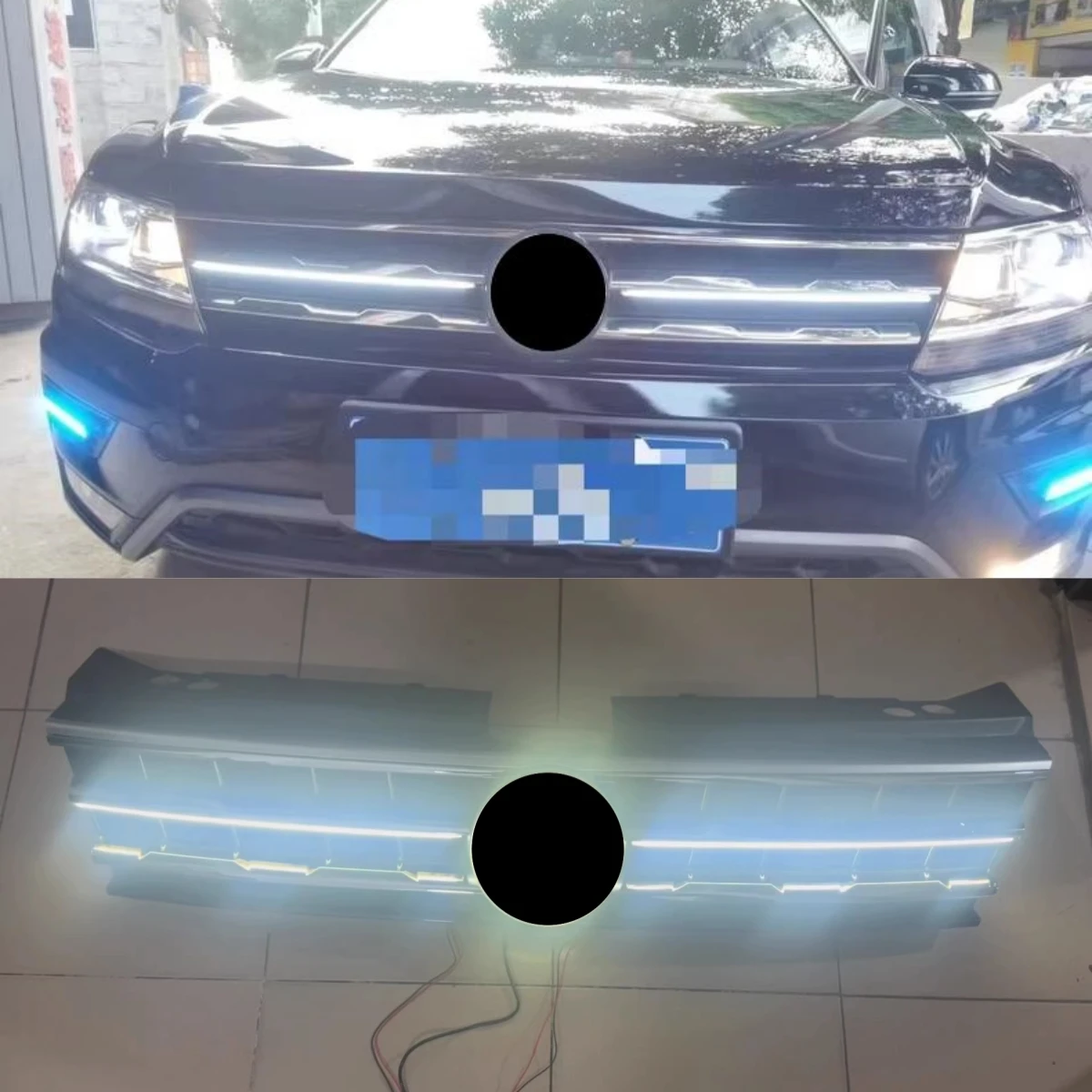 

Передний бампер, решетка с подсветкой для Volkswagen vw Tiguan L 17-21, модифицированная решетка белого света, маска, сетка радиатора, автомобильные аксессуары