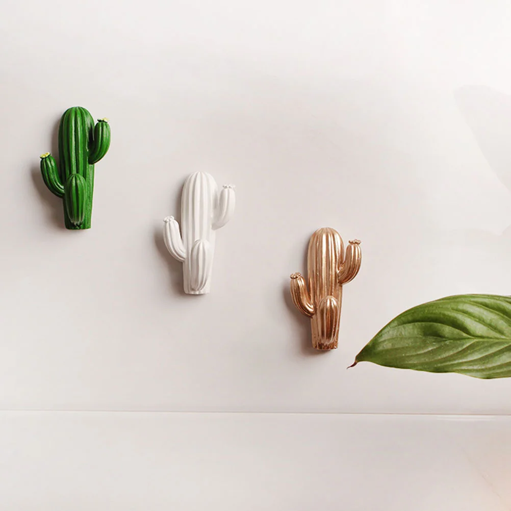 

3pcs Cactus Shaped Sticky Hooks Self-adhesive Hooks Hat Towel Keys Hook Clothes Coats Organize Hook for Home Kitchen (Random