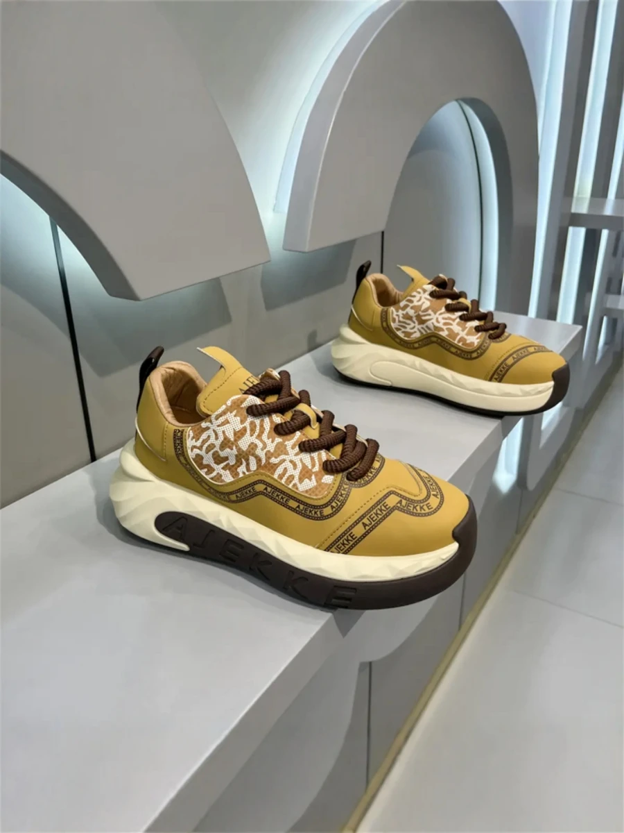 Fashion Color Matching Platform Shoes Increased Light Luxury Man Versatile Casual Men's Autumn and ... |