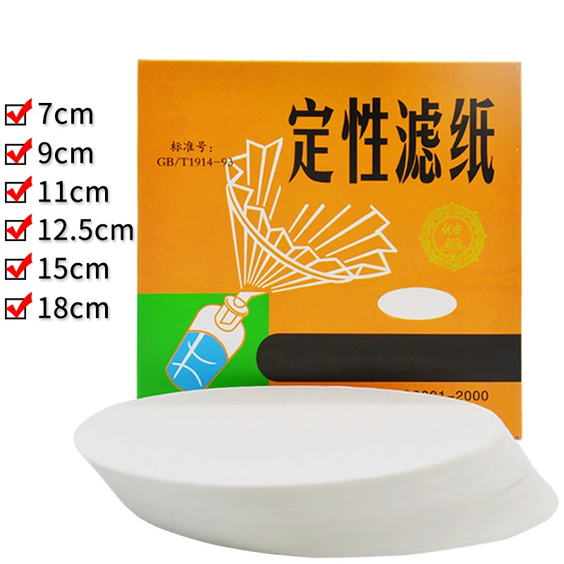 

200 Pcs Qualitative Filter Paper Medium Speed Fast and Slow Round Oil Test Paper Chemical Laboratory Filter Paper 7/9/11/15cm