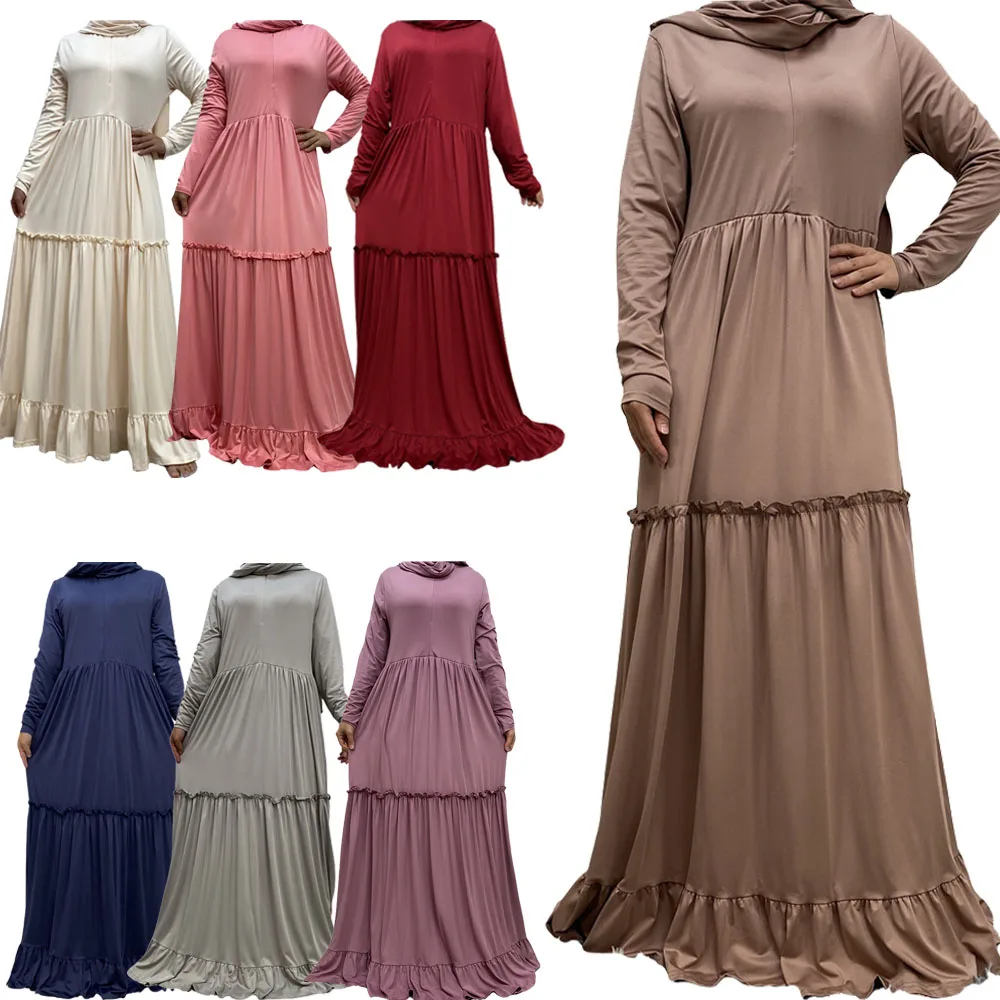 

Muslim Women Abaya Prayer Grament Khimar Long Sleeve Maxi Dress Modest Hijab Dubai Kaftan Islam Turkey Robe Kaftan Ramadan Eid