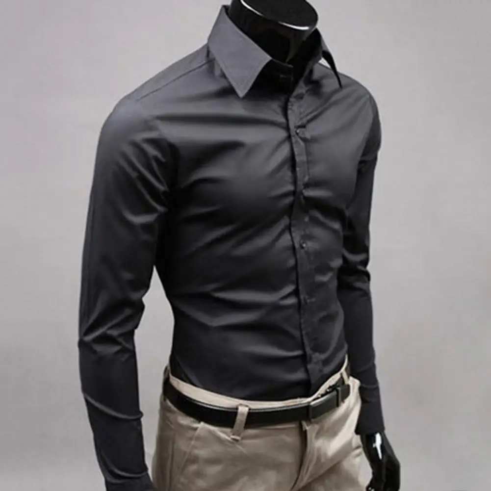 

Fashion Dress Shirt Shrink Resistant Men's Shirt Button-down Closure Long Sleeve Slim Fit Dress Shirt Skin-friendly