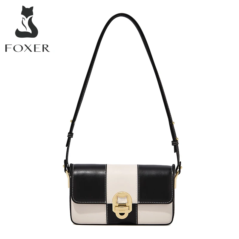 

FOXER Checkerboard Plaid Bag for Women Shoulder Crossbody Bags New Trendy Design Split Leather Handbag Purse Mini Underarm Totes