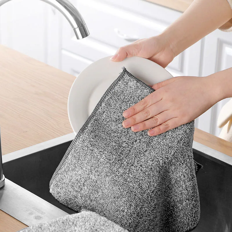 

Bamboo Charcoal Fiber Kitchen Towel Water Absorption Cleaning Cloth Rags Cleaning Dishcloths Cleaning Wiping Tools Scouring Pads