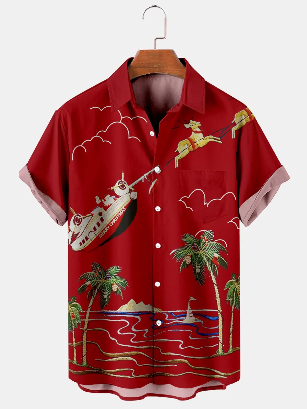 

Мужская рубашка Molilulu с коротким рукавом и принтом Chirstamas