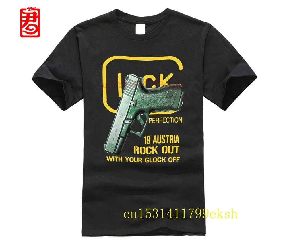 

Мужская футболка glock 19 с надписью «rock out with your glock off», свободная футболка с принтом, мужские Модные повседневные футболки, 2023
