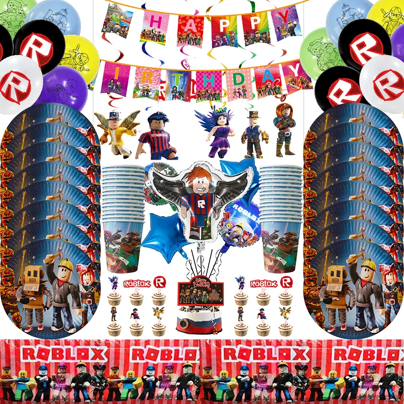 

Robot Game Theme Party Decoration Robloxed Disposable Tableware Cup 3D Balloon Robloxed Baby Shower Kid Birthday Party Supplies