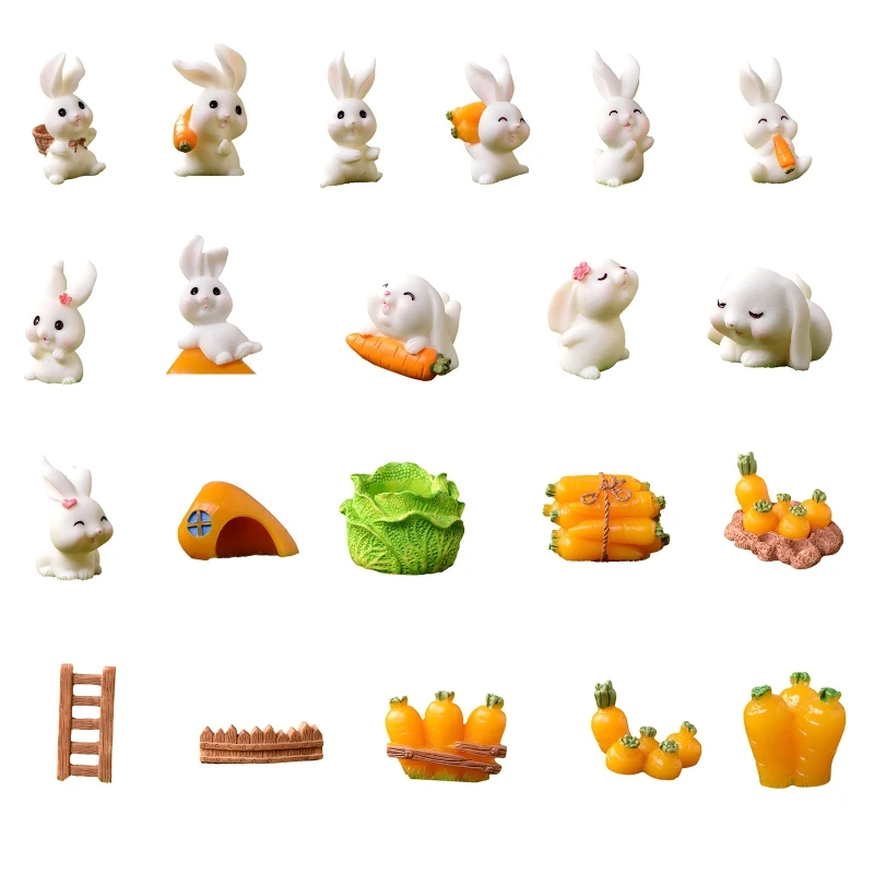 

Новинка 2022, миниатюрная фигурка животного из смолы, мини-кролик, морковка, скульптура, игрушки, орнамент