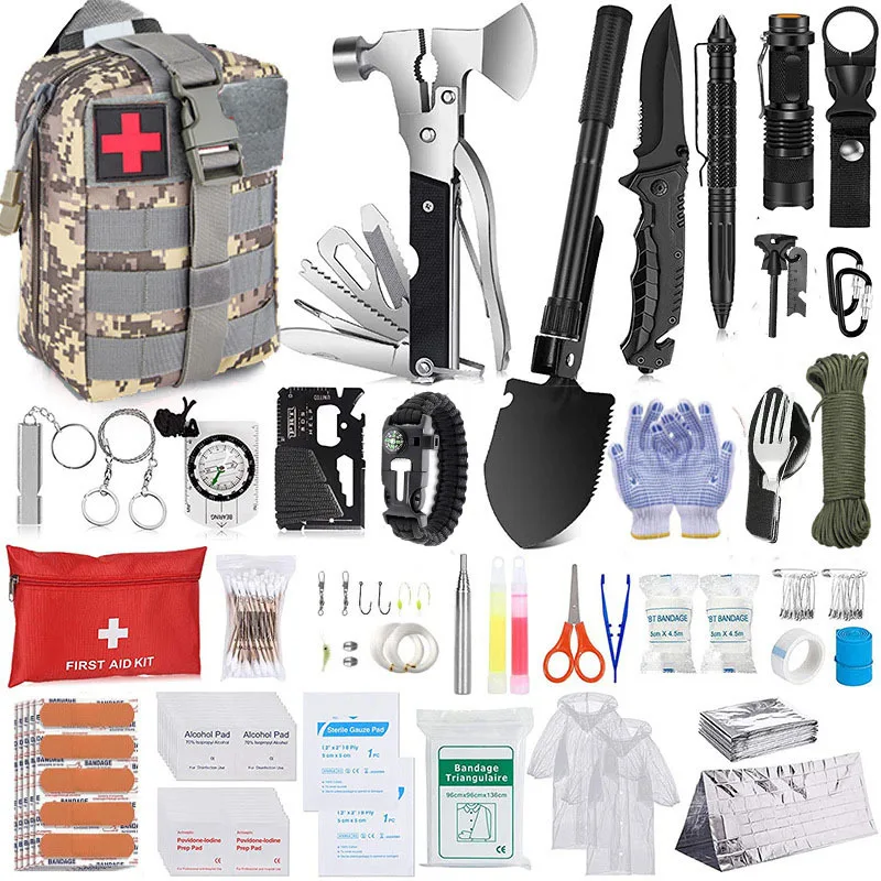 

Outdoor first aid, emergency equipment new set, survival, camping, picnic, hiking, setting up tents，sports, safety and security