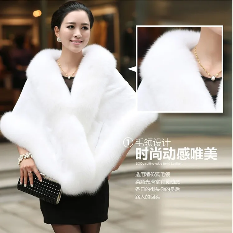 luxury design female Women Fur Coat forFox Fur Shawl Lady Elegant Party Clothes Party Evening Wear
