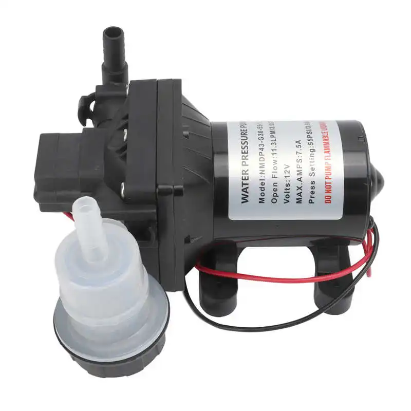 

Water Pressure Pump Water Diaphragm Pump 11.3LPM Rated Flow 3.8BAR Stop Pressure Bypass Switch Auto Cut Off for Car Washing