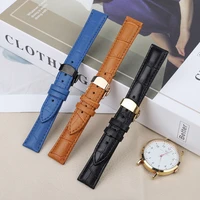 bamboo pattern genuine leather wacth strap butterfly buckle watchband bracelet for watch accessories 18mm 20mm 22mm 24mm
