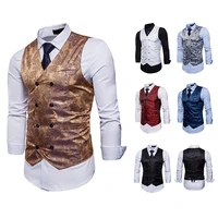 2022 new slim fit fashion mens color matching gentlemens formal dress casual printed vest vest vest coat
