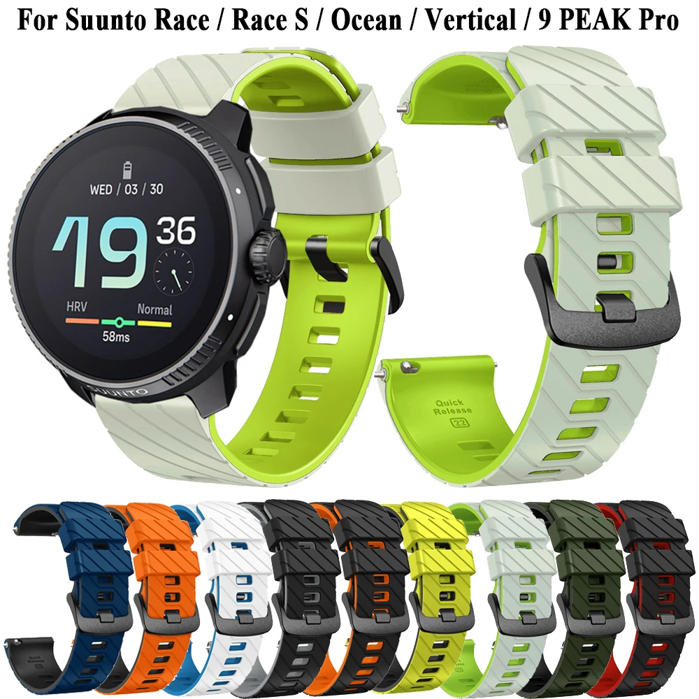 Фото Силиконовый ремешок для часов 22 мм для Suunto Race, браслет Suunto Race S/Ocean/Vertical/9 Peak Pro, сменный ремешок для часов №1
