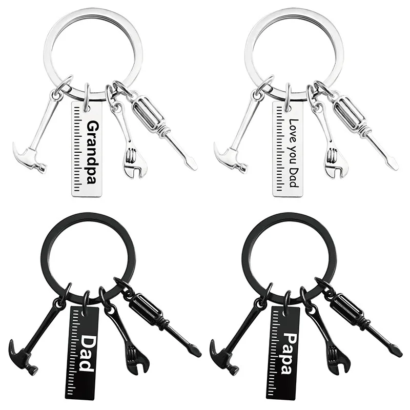 

Fashion Dad Letters Keychains Creative Hammer Screwdriver Wrench Keyring Handbag Decor Tassel Hanging Pendant Father's Day Gifts