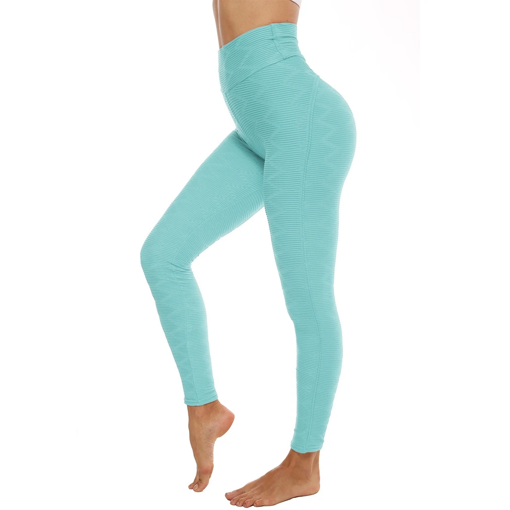 

Ladies Jacquard Dance Sports Fitness Fashion Bottoming Yoga Pants Green L Size