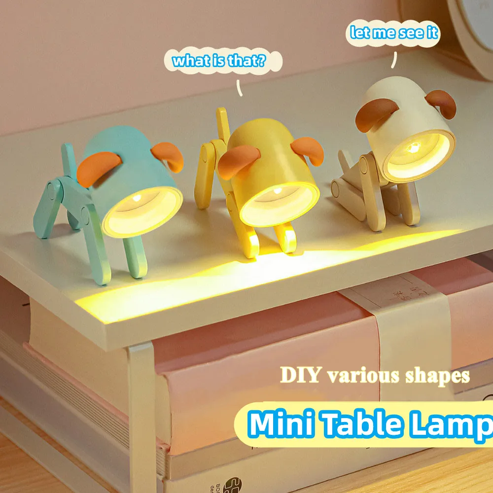 LED Mini Desk Lamp Dog Deer Foldable Book Light Reading Lamp for Home Room Computer Notebook Laptop Night Lights Eye Protections
