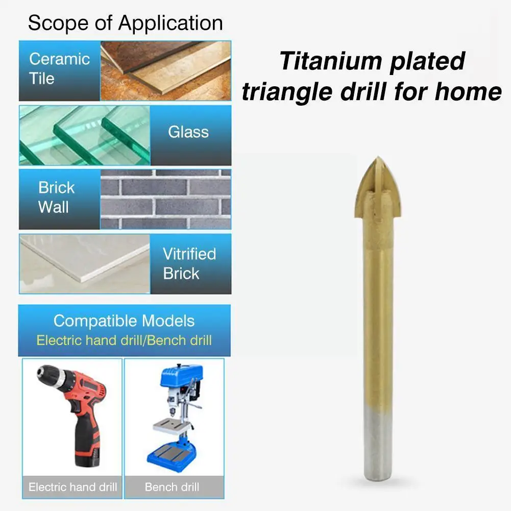 

Carbide Tct Glass Drill Bits 6/8/10/12mm Bits Coated Wall Accessories Power Drill Hole Tools Glass J6c4