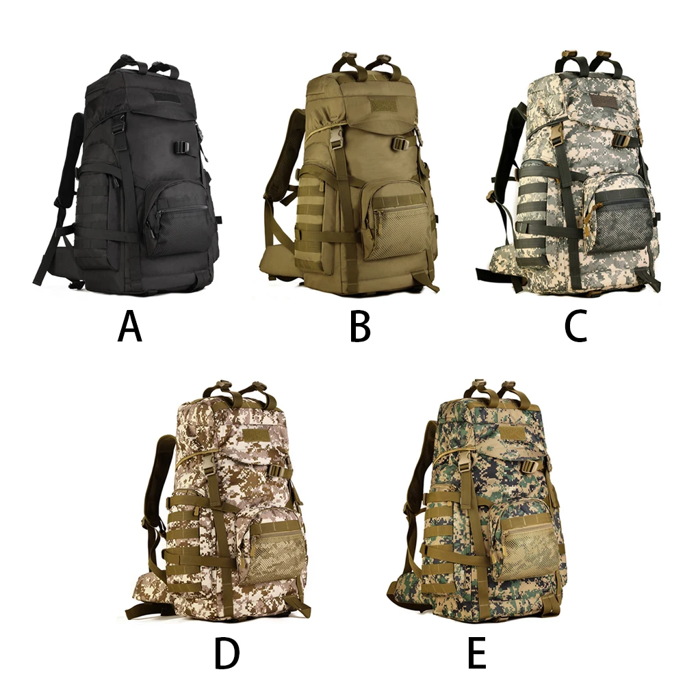 

Outdoor Backpack Waterproof Bag Adjustable Daypacks Water Bottle Rucksack Emergency Accessories Brown camouflage