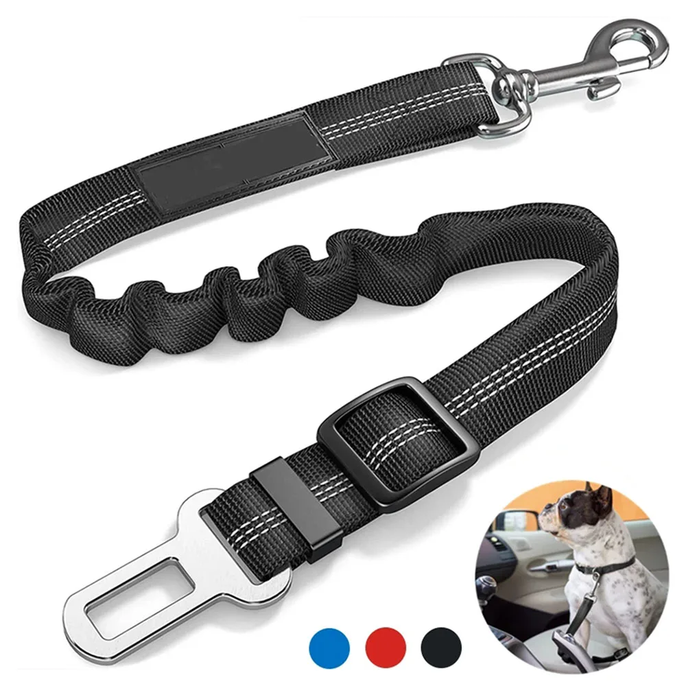 

Tether Car Dogs Bungee Seatbelt Supplies Adjustable Harness Dog Nylon Car Travel For Reflective Durable Seat Belt Pet Fabric For