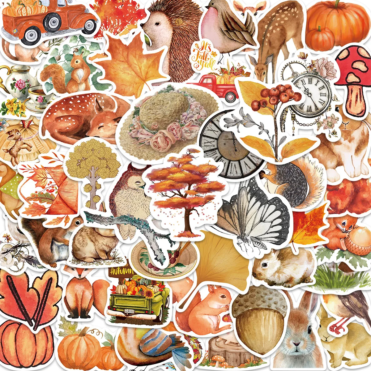 

2023 New 50 Pieces of Autumn Forest Graffiti Stickers Decorated Guitar Notes Suitcase Car DIY Waterproof Kawaii Gift