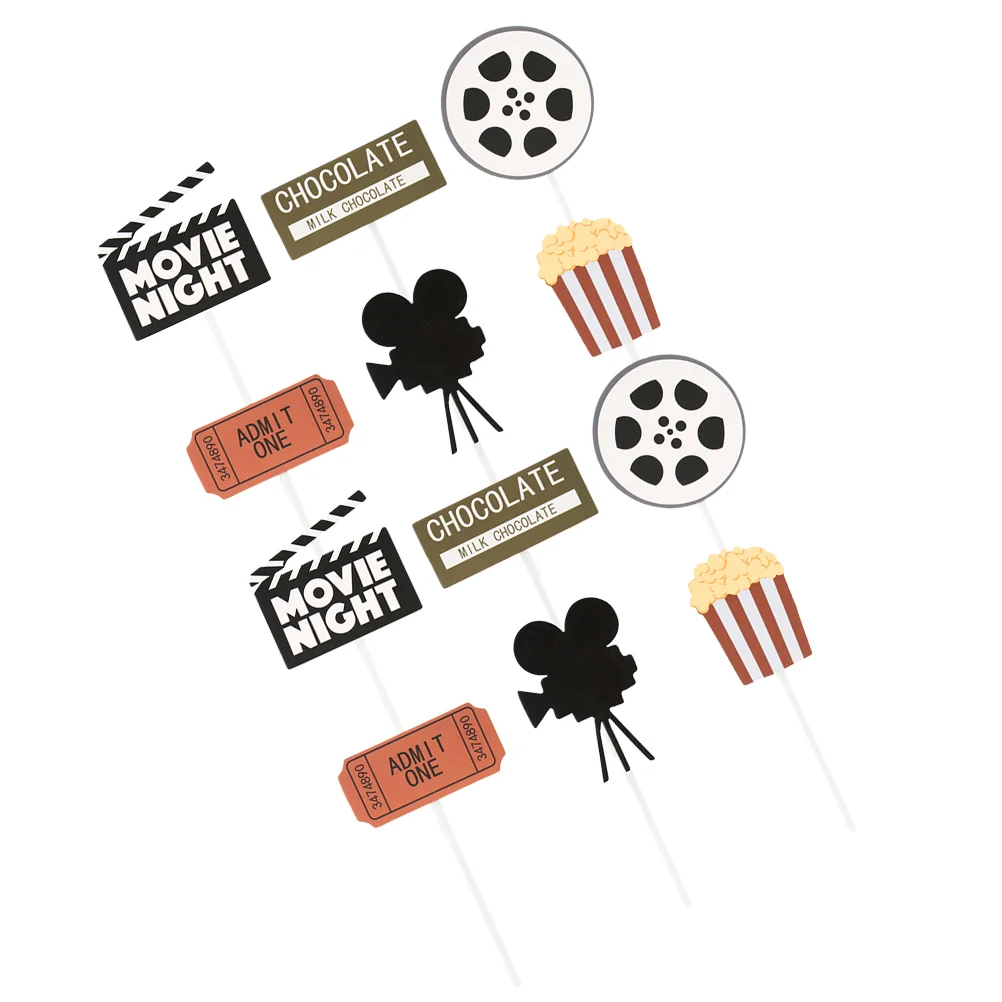 

24 PCS Birthday Toppers Cakes Cupcake Ornament Baby Shower Popcorn Cake Decoration Wooden Cake Topppers