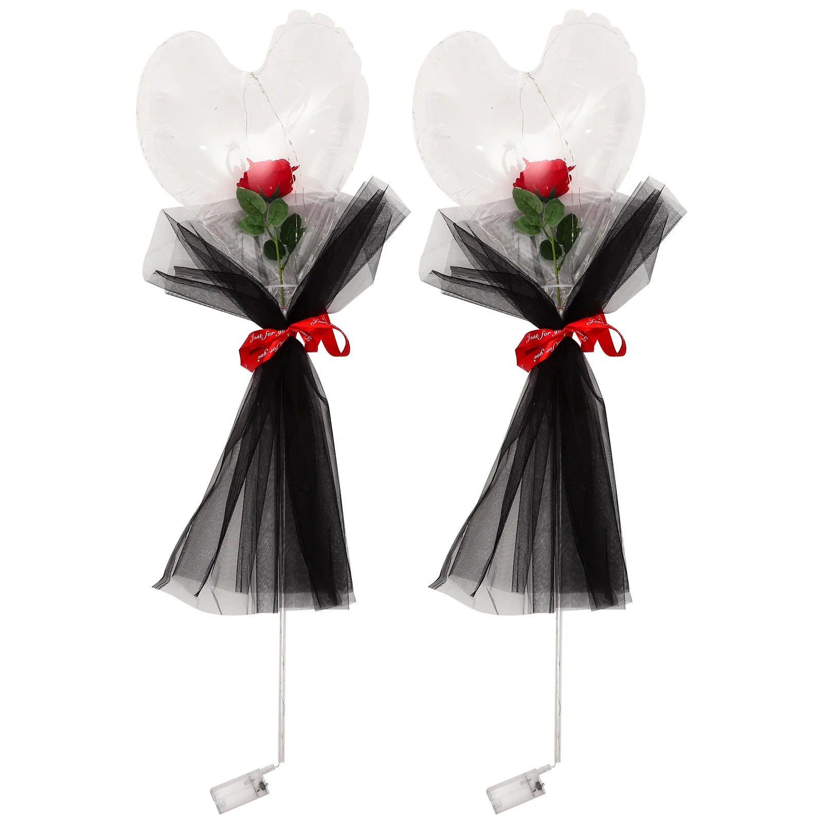 

2 Pcs Led Balloon Valentines Gifts Artificial Flower Bouquet Day Ballons Party Decorative Balloons Glow Wedding