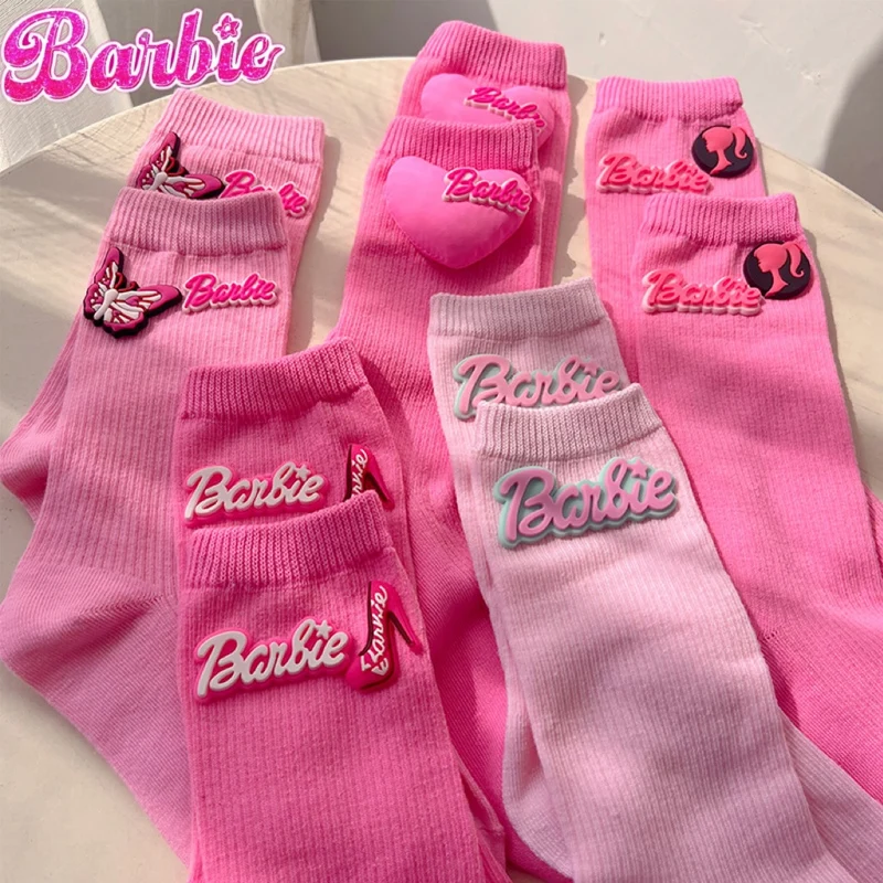 1/5 пар теплых вязаных носков Barbie 3D Love модные цветные носки до середины икры Ins Dopamine