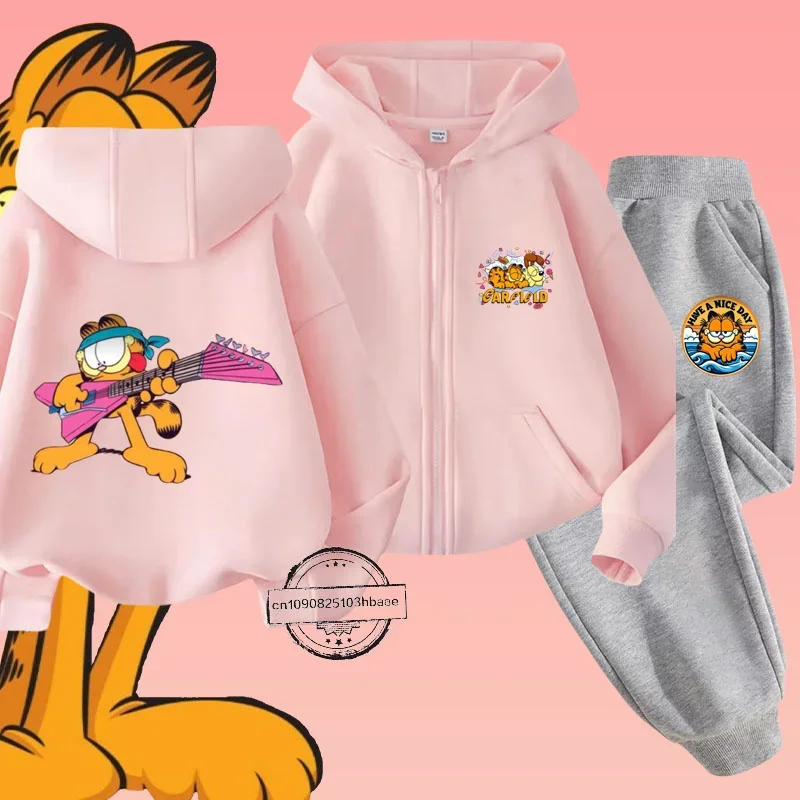 Комплект Детской Одежды С Принтом Гарфилда На Молнии Длинными Рукавами