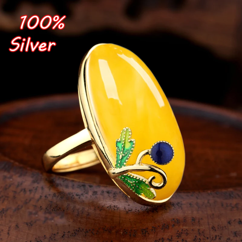 

925 Sterling Silver Color Adjustable Ring Blanks Base DIY Handmade Blanks 13.5*18mm Wax Turquoise Settings for Jewelry Findings