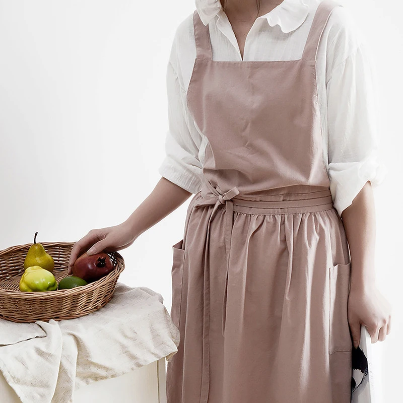 

Kitchen Literary Skirt Kitchen Cafe Waist Vest Apron Work Clothes Easy To Clean Classic Waterproof Apron Cotton And Linen