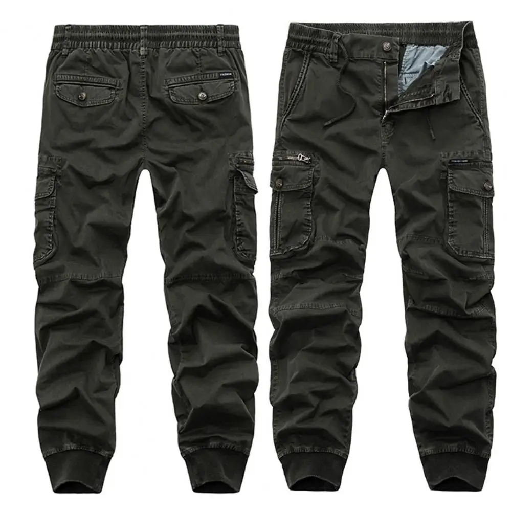 

Male Stylish Ankle Tied Straight Pants Skin-touch Joggers Pants Zipper Fly for Travel