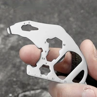 1 pack stainless steel bear edc tool card opener wrench screwdriver key ring keychain key pendant outdoor multifunctional tool