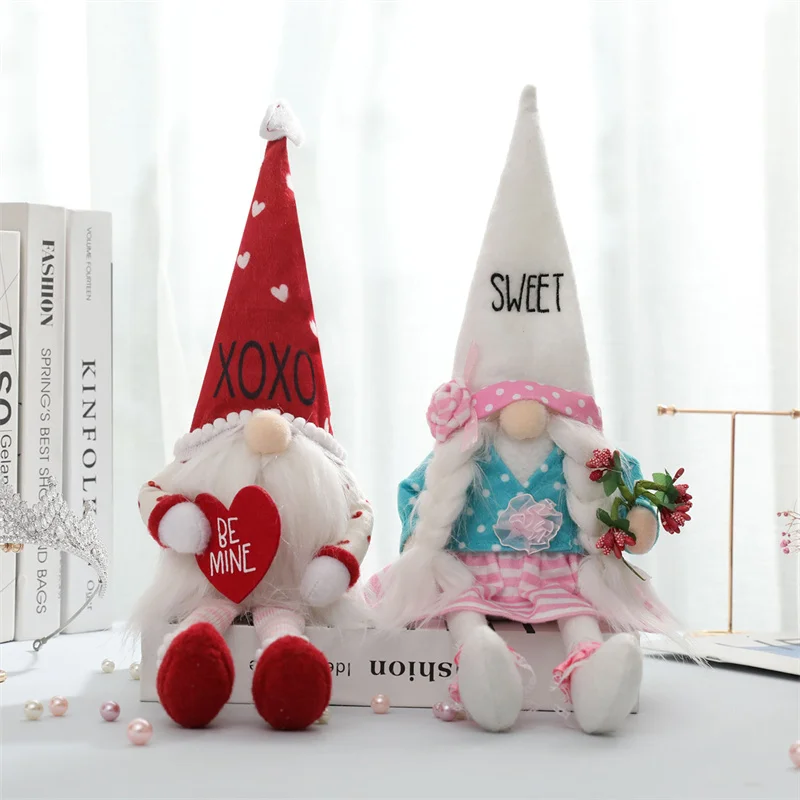 

Плюшевая кукла Gnome Vacclo на День святого Валентина с длинными ногами, украшение для стола ручной работы на День святого Валентина, подарок на д...