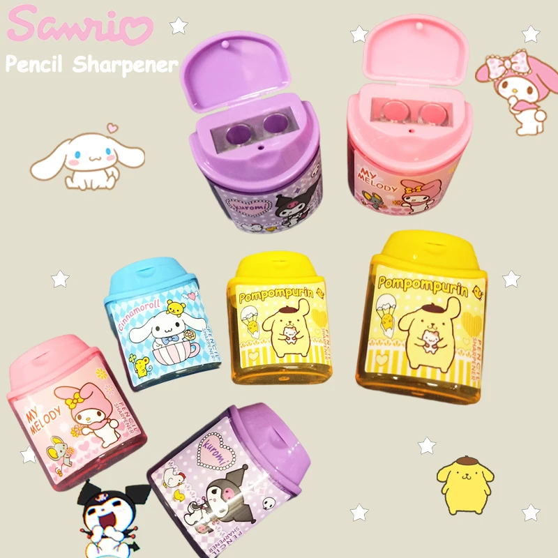 

4pcs Sanrio Anime Kuromi Pencil Sharpener Kawaii Cinnamoroll My Melody Pompompurin Pencil Planer Student Stationery Wholesale