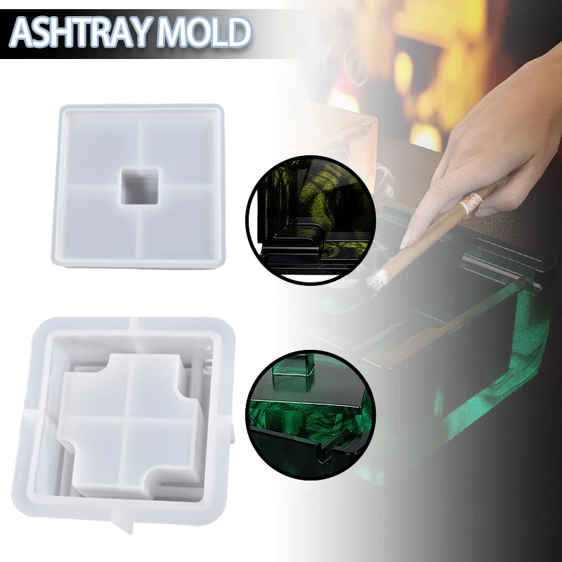 

Resin Epoxy Casting Molds Silicone Ashtray Mold Windproof Ashtray With Lid DIY Crafts Crystal Ashtray Home Handmade Decoration