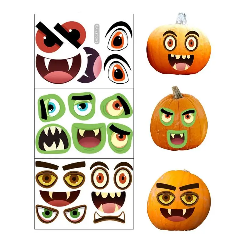 

Cartoon Pumpkin Stickers Halloween Crafts Decals Decorative Stickers Party Supplies Halloween Party Face Stickers For Home