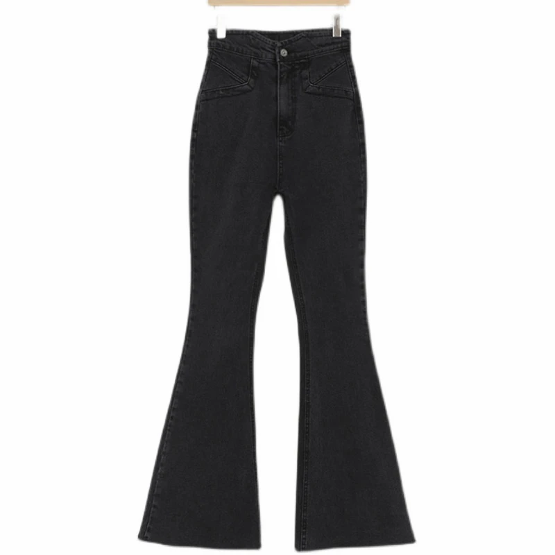 

New Autumn Winter Stylish Women Flare Jeans High Waist Button Ladies Pant Stretched Casual Female Denim Trousers 2021