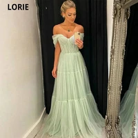 lorie saudi arabia tulle beach evening dresses 2022 ruched vestidos de noche mint green formal celebrity wedding party dresses